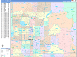 Oklahoma City Wall Map Color Cast Style 2024